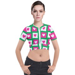 Pink Love Valentine Short Sleeve Cropped Jacket by Mariart