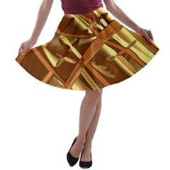 Gold Background Form Color A-line Skater Skirt