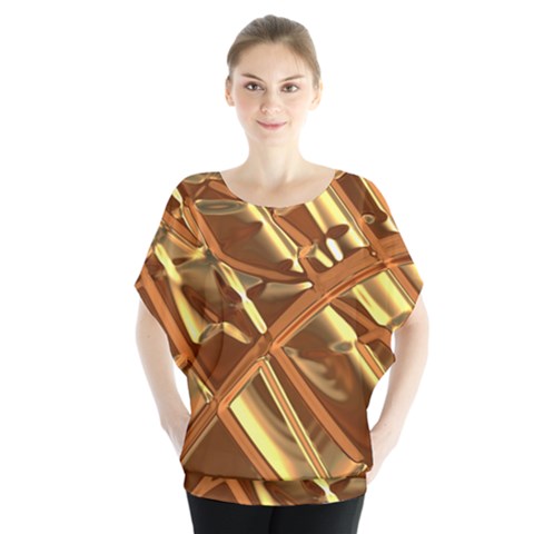 Gold Background Form Color Batwing Chiffon Blouse by Alisyart