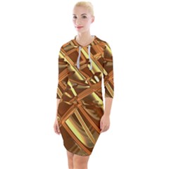 Gold Background Form Color Quarter Sleeve Hood Bodycon Dress by Alisyart