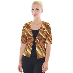 Gold Background Form Color Cropped Button Cardigan