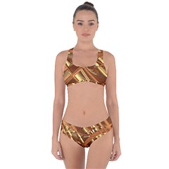 Gold Background Form Color Criss Cross Bikini Set