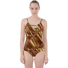 Gold Background Form Color Cut Out Top Tankini Set