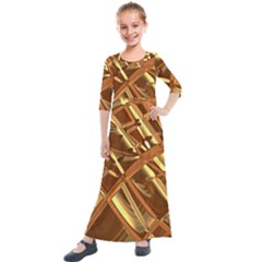 Gold Background Form Color Kids  Quarter Sleeve Maxi Dress by Alisyart