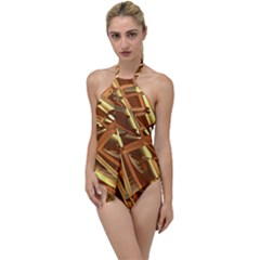 Gold Background Form Color Go With The Flow One Piece Swimsuit by Alisyart