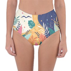 Tropical Pattern Reversible High-waist Bikini Bottoms