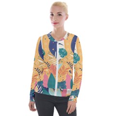 Tropical Pattern Velour Zip Up Jacket by Valentinaart