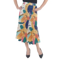 Tropical Pattern Midi Mermaid Skirt