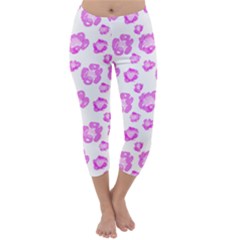 Pink Flower Capri Winter Leggings  by scharamo