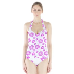 Pink Flower Halter Swimsuit by scharamo