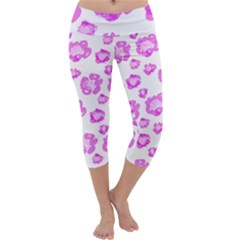 Pink Flower Capri Yoga Leggings by scharamo