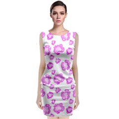 Pink Flower Sleeveless Velvet Midi Dress by scharamo