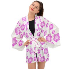 Pink Flower Long Sleeve Kimono by scharamo