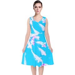 Koi Carp Scape V-neck Midi Sleeveless Dress  by essentialimage