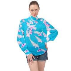 Koi Carp Scape High Neck Long Sleeve Chiffon Top by essentialimage