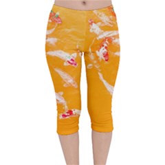 Koi Carp Scape Velvet Capri Leggings  by essentialimage