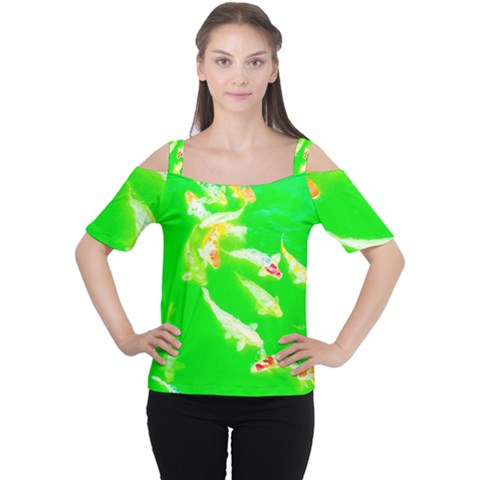 Koi Carp Scape Cutout Shoulder Tee by essentialimage