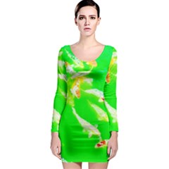 Koi Carp Scape Long Sleeve Bodycon Dress by essentialimage