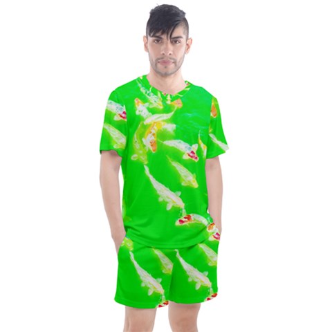 Koi Carp Scape Men s Mesh Tee And Shorts Set by essentialimage