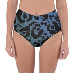 Blue Green Ombre Animal Leopard Print Reversible High-waist Bikini Bottoms by NaturalDesign