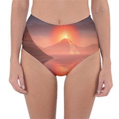 Volcano Lava Landscape Glow Lake Reversible High-waist Bikini Bottoms by Simbadda