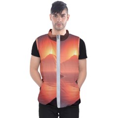 Volcano Lava Landscape Glow Lake Men s Puffer Vest by Simbadda