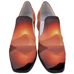 Volcano Lava Landscape Glow Lake Women Slip On Heel Loafers by Simbadda