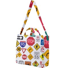 Street Signs Stop Highway Sign Square Shoulder Tote Bag by Simbadda