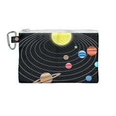 Solar System Planets Sun Space Canvas Cosmetic Bag (medium) by Simbadda