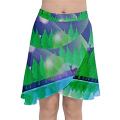 Forest Landscape Pine Trees Forest Chiffon Wrap Front Skirt