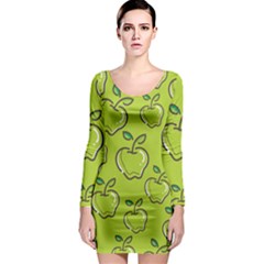 Fruit Apple Green Long Sleeve Bodycon Dress