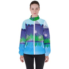 Forest Landscape Pine Trees Forest Women s High Neck Windbreaker by Simbadda