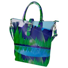 Forest Landscape Pine Trees Forest Buckle Top Tote Bag by Simbadda