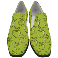 Fruit Apple Green Women Slip On Heel Loafers by HermanTelo