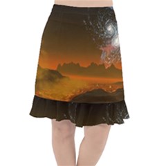 Galaxy Galaxies Bump Together Lava Fishtail Chiffon Skirt by Simbadda