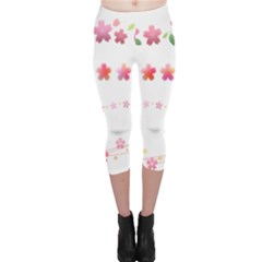 Sakura Border Cherry Blossom Capri Leggings  by Simbadda