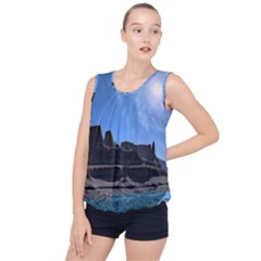 Mountains Galaxy Lake Landscape Bubble Hem Chiffon Tank Top by Simbadda