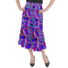 Stars Beveled 3d Abstract Midi Mermaid Skirt