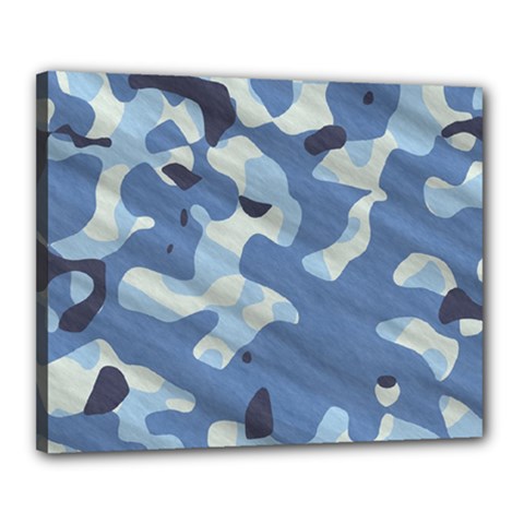 Tarn Blue Pattern Camouflage Canvas 20  X 16  (stretched)