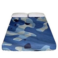 Tarn Blue Pattern Camouflage Fitted Sheet (california King Size) by Alisyart