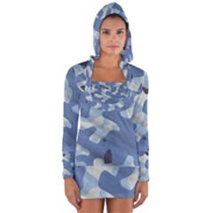 Tarn Blue Pattern Camouflage Long Sleeve Hooded T-shirt