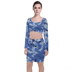 Tarn Blue Pattern Camouflage Top And Skirt Sets by Alisyart