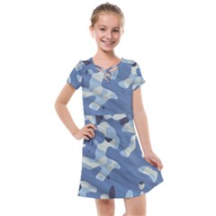 Tarn Blue Pattern Camouflage Kids  Cross Web Dress