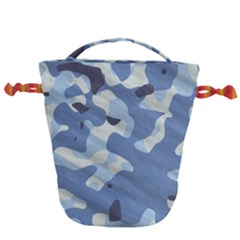 Tarn Blue Pattern Camouflage Drawstring Bucket Bag