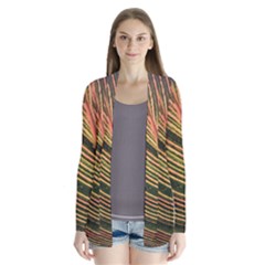 Leaf Patten Lines Colorful Plant Drape Collar Cardigan