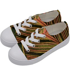 Leaf Patten Lines Colorful Plant Kids  Low Top Canvas Sneakers by Simbadda