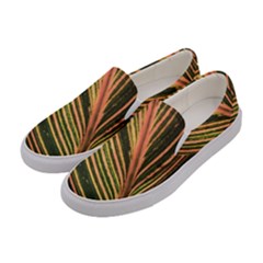 Leaf Patten Lines Colorful Plant Women s Canvas Slip Ons by Simbadda