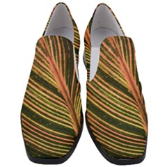 Leaf Patten Lines Colorful Plant Women Slip On Heel Loafers by Simbadda