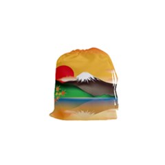 Mount Fuji Japan Lake Sun Sunset Drawstring Pouch (XS)