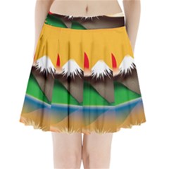 Mount Fuji Japan Lake Sun Sunset Pleated Mini Skirt